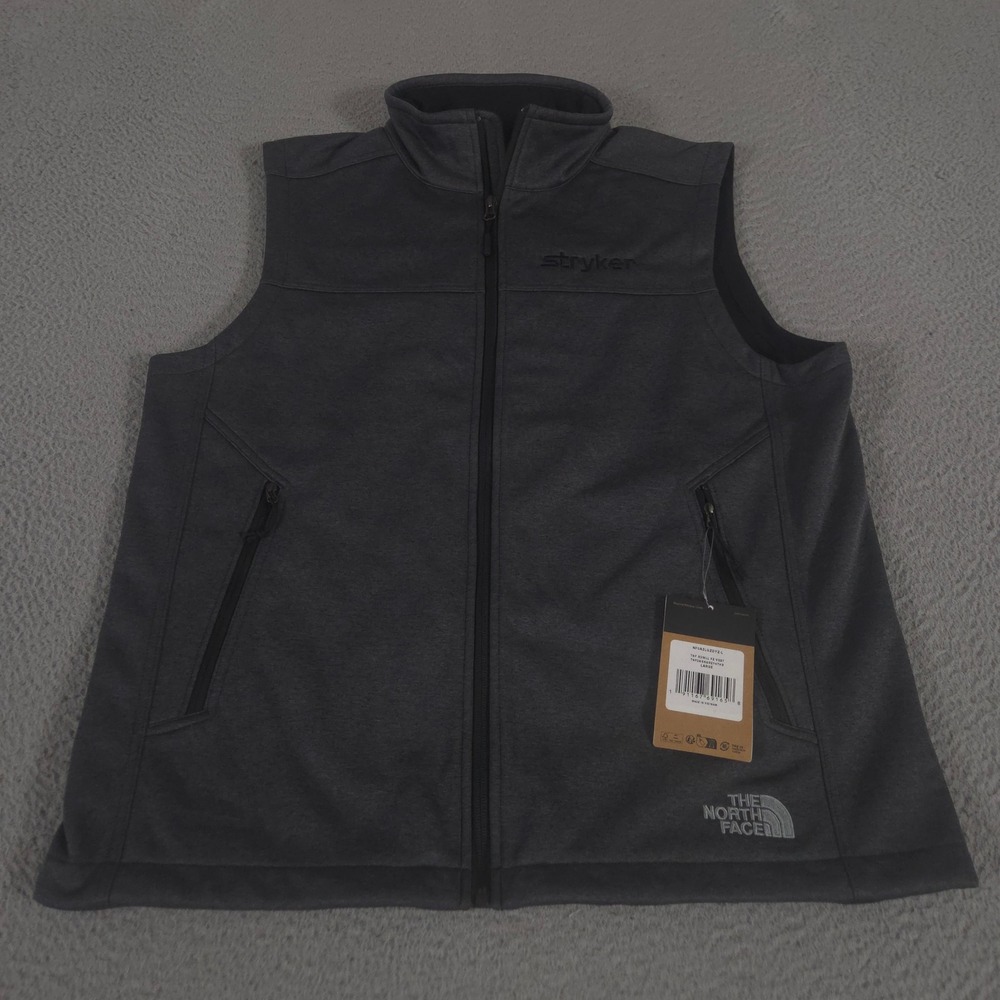 The North Face Vest Mens L Charcoal Ridgewall Soft Shell Full Zip Heathered NEW